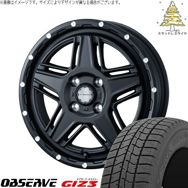 モコ ゼスト パレット ミラ 165/55R14 サマータイヤ ホイール 4本セット 新品 | トーヨータイヤ (TOYO TIRE) オブザーブ GIZ3 × ウェッズ (WEDS) マッドヴァンス07 フルマットブラック 14インチ 4.5J +45 4穴100