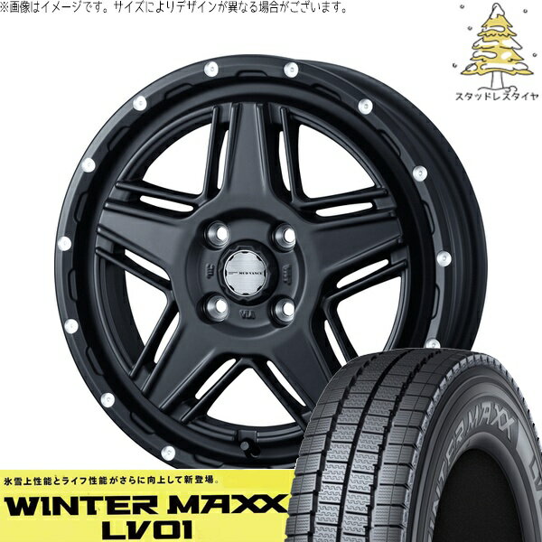 ハイゼットジャンボ 145/80R12 サマータイヤ ホイール 4本セット 新品 | ダンロップ (DUNLOP) ウィンターマックス LV01 × ウェッズ (WEDS) マッドヴァンス07 フルマットブラック 12インチ 4J +40 4穴100