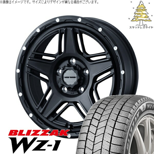 パジェロミニ 195/65R16 サマータイヤ ホイール 4本セット 新品 | ブリヂストン (BRIDGESTONE) ブリザック WZ-1 × ウェッズ (WEDS) マッドヴァンス07 フルマットブラック 16インチ 7J +38 5穴114.3