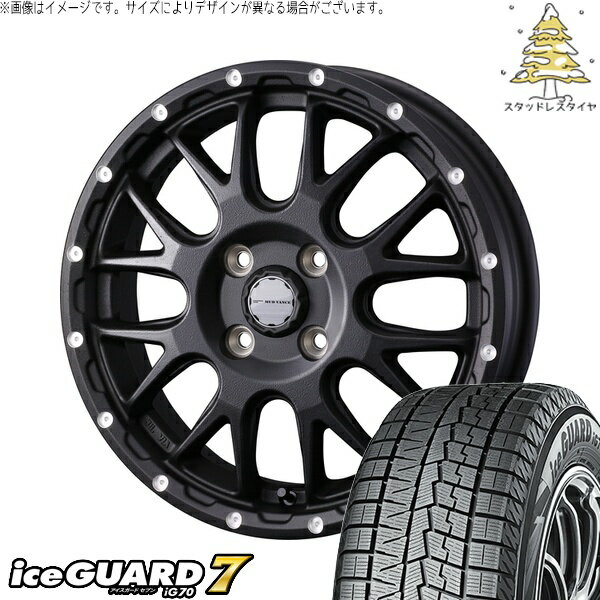 ソリオ MA26 MA36 デリカ 165/70R14 サマータイヤ ホイール 4本セット 新品 | ヨコハマタイヤ (YOKOHAMA) アイスガードセブン IG70 × ウェッズ (WEDS) マッドヴァンス08 フリントブラック 14インチ 4.5J +45 4穴100