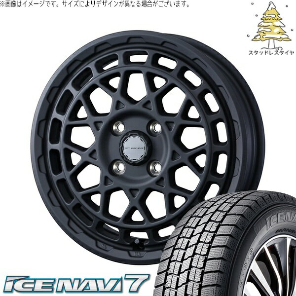 NBOX スペーシア タント デリカミニ 155/65R14 サマータイヤ ホイール 4本セット 新品 | グッドイヤー (GOODYEAR) アイスナビ7 × ウェッズ (WEDS) マッドヴァンスX タイプM フルマットブラック 14インチ 4.5J +45 4穴100