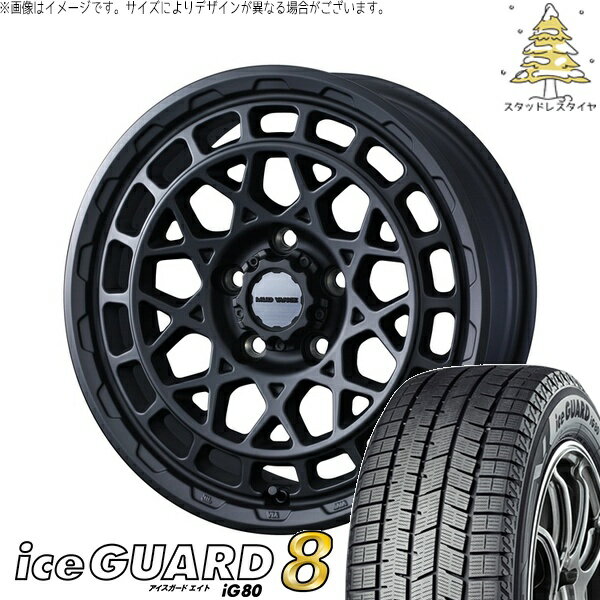 30アルファード 215/65R16 サマータイヤ ホイール 4本セット 新品 | ヨコハマタイヤ (YOKOHAMA) アイスガードエイト IG80 × ウェッズ (WEDS) マッドヴァンスX タイプM フルマットブラック 16インチ 7J +35 5穴114.3