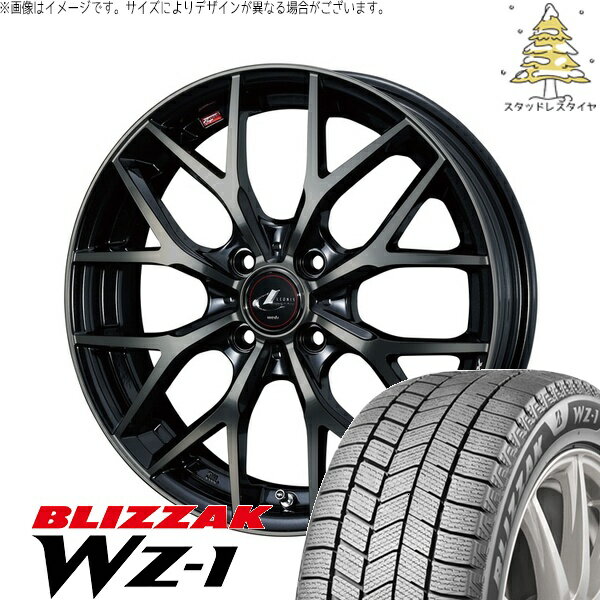 エブリィワゴン 165/60R14 サマータイヤ ホイール 4本セット 新品 | ブリヂストン (BRIDGESTONE) ブリザック WZ-1 × ウェッズ (WEDS) レオニス MX パールブラックミラーカット/チタントップ 14インチ 4.5J +45 4穴100