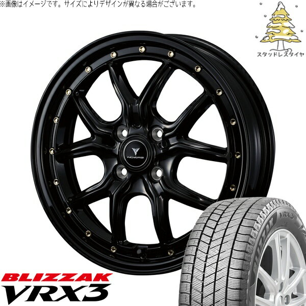 タント ムーブ ワゴンR ラパン 165/50R16 サマータイヤ ホイール 4本セット 新品 | ブリヂストン (BRIDGESTONE) ブリザック VRX3 × ウェッズ (WEDS) ノヴァリス アセット S1 ブラック/ゴールドピアス 16インチ 5J +45 4穴100