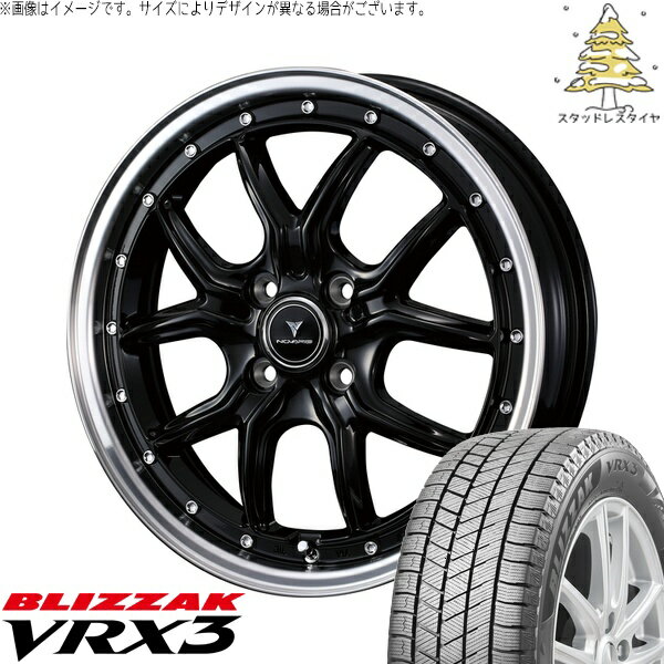 タント ムーブ ワゴンR ラパン 165/50R16 サマータイヤ ホイール 4本セット 新品 | ブリヂストン (BRIDGESTONE) ブリザック VRX3 × ウェッズ (WEDS) ノヴァリス アセット S1 ブラック/リムポリッシュ 16インチ 5J +45 4穴100