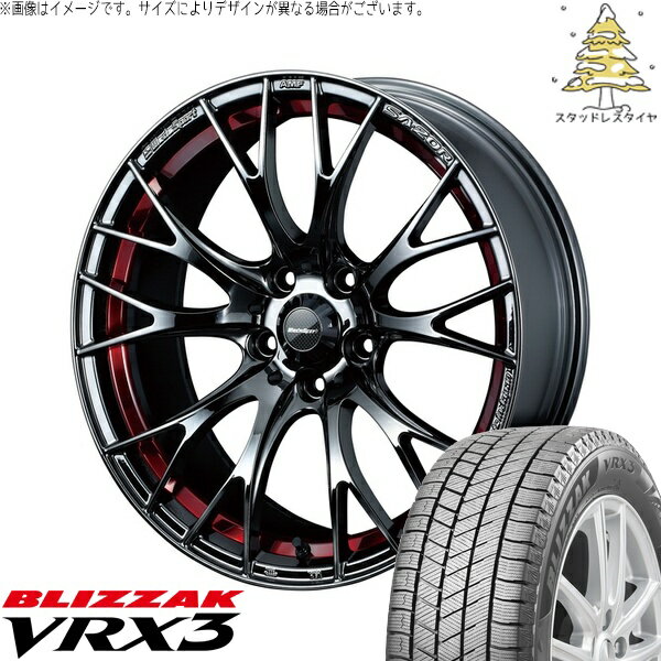 ノート カローラフィールダー 205/45R17 サマータイヤ ホイール 4本セット 新品 | ブリヂストン (BRIDGESTONE) ブリザック VRX3 × ウェッズ (WEDS) ウェッズスポーツ SA20R レッドライトクローム 17インチ 7J +43 4穴100