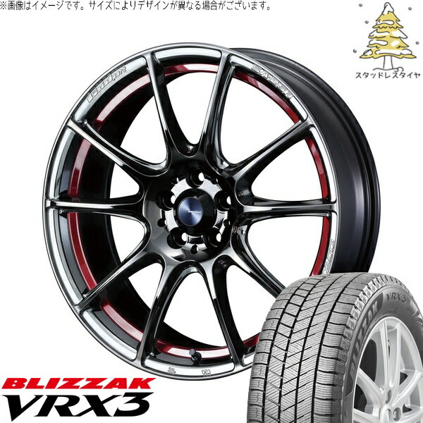 ノート カローラフィールダー 205/45R17 サマータイヤ ホイール 4本セット 新品 | ブリヂストン (BRIDGESTONE) ブリザック VRX3 × ウェッズ (WEDS) ウェッズスポーツ SA25R レッドライトクローム 17インチ 7J +43 4穴100