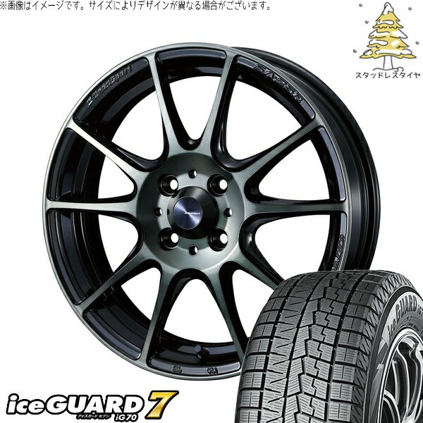 プロボックス 205/40R17 サマータイヤ ホイール 4本セット 新品 | ヨコハマタイヤ (YOKOHAMA) アイスガードセブン IG70 × ウェッズ (WEDS) ウェッズスポーツ SA25R ウォースブラッククリアー 17インチ 7J +43 4穴100