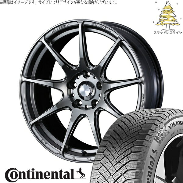 カロスポ プリウス 30系 50系 225/40R18 サマータイヤ ホイール 4本セット 新品 | コンチネンタル (Continental) バイキングコンタクト8 × ウェッズ (WEDS) ウェッズスポーツ SA99R プラチナシルバーブラック 18インチ 7.5J +45 5穴100