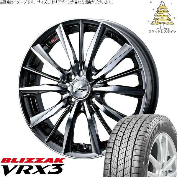 タント ムーブ ワゴンR ラパン 165/50R16 サマータイヤ ホイール 4本セット 新品 | ブリヂストン (BRIDGESTONE) ブリザック VRX3 × ウェッズ (WEDS) レオニス VX ブラックメタルコート/ミラーカット 16インチ 5J +45 4穴100