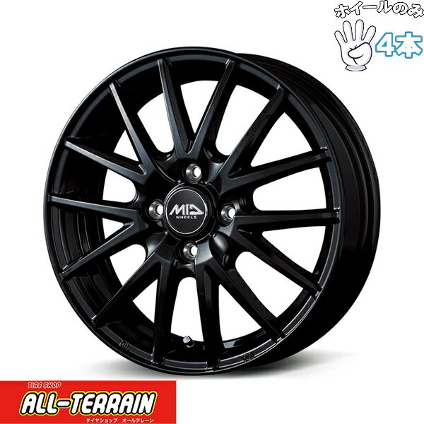 新品 アルミホイール 4本セット 14インチ | エムアイディー (MID) MIDホイール SQ27 メタリックブラック 4.5J +45 4穴100