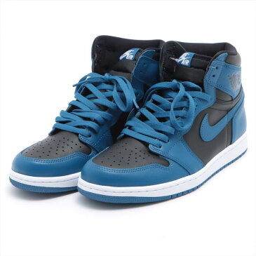 【中古】ナイキ AIR JORDAN 1 RETRO HIGH OG レザー ハイカットスニーカー 28cm メンズ ブルー×ブラック 555088-404