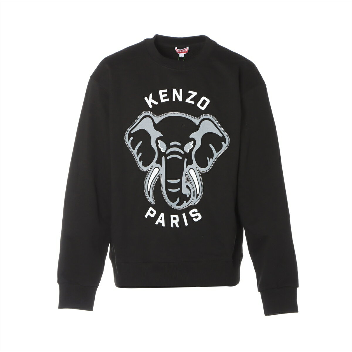 【中古】ケンゾー コットン スウェット L メンズ ブラック Elephant Varsity Jungle