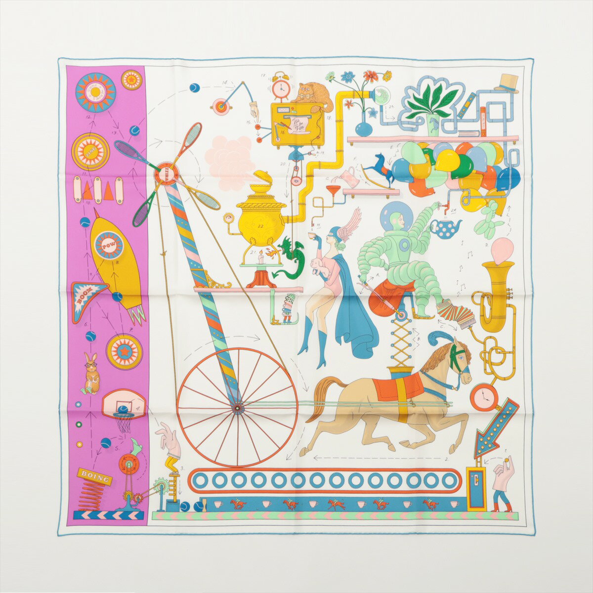 【中古】エルメス カレ90 Tea for Two ティー フォー トゥー スカーフ シルク ブルーのサムネイル