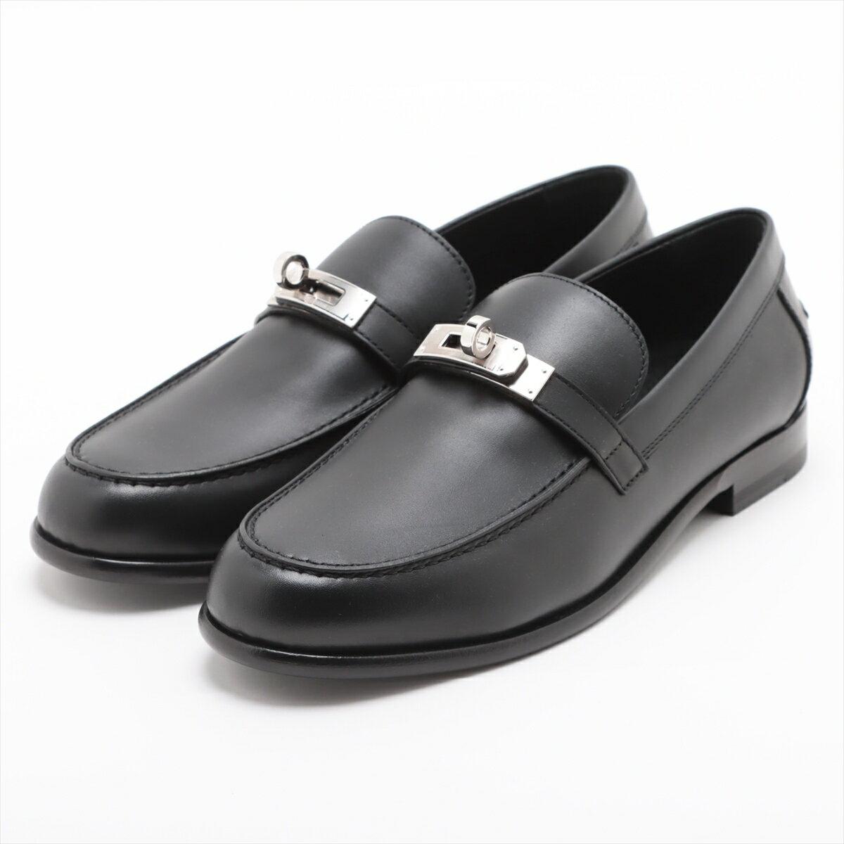 【ポイント5倍★ 2/23まで】【中古】エルメス デスタン レザー ローファー 36 1/2 レディース ブラック ケリー金具のサムネイル