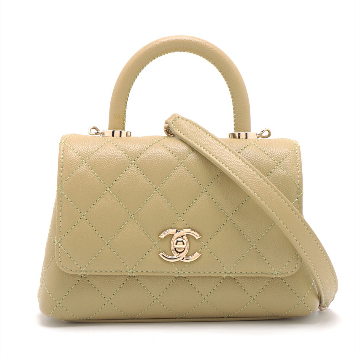 シャネル ココハンドル19cm ミニサイズ ベージュ コロンとしたミニサイズが可愛い♡CHANELココハンドルXXS(19cm