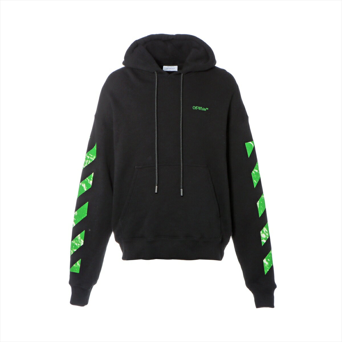 【中古】オフホワイト 23AW コットン パーカー M メンズ ブラック×グリーン OMBB085F23FLE010 MOON CAM ARROW SKATE Hoodie