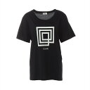 セリーヌ 19SS コットン Tシャツ XL レディース ブラック Labyrinthe Show Invitation Tee クラシックロゴプリント 2X308605G