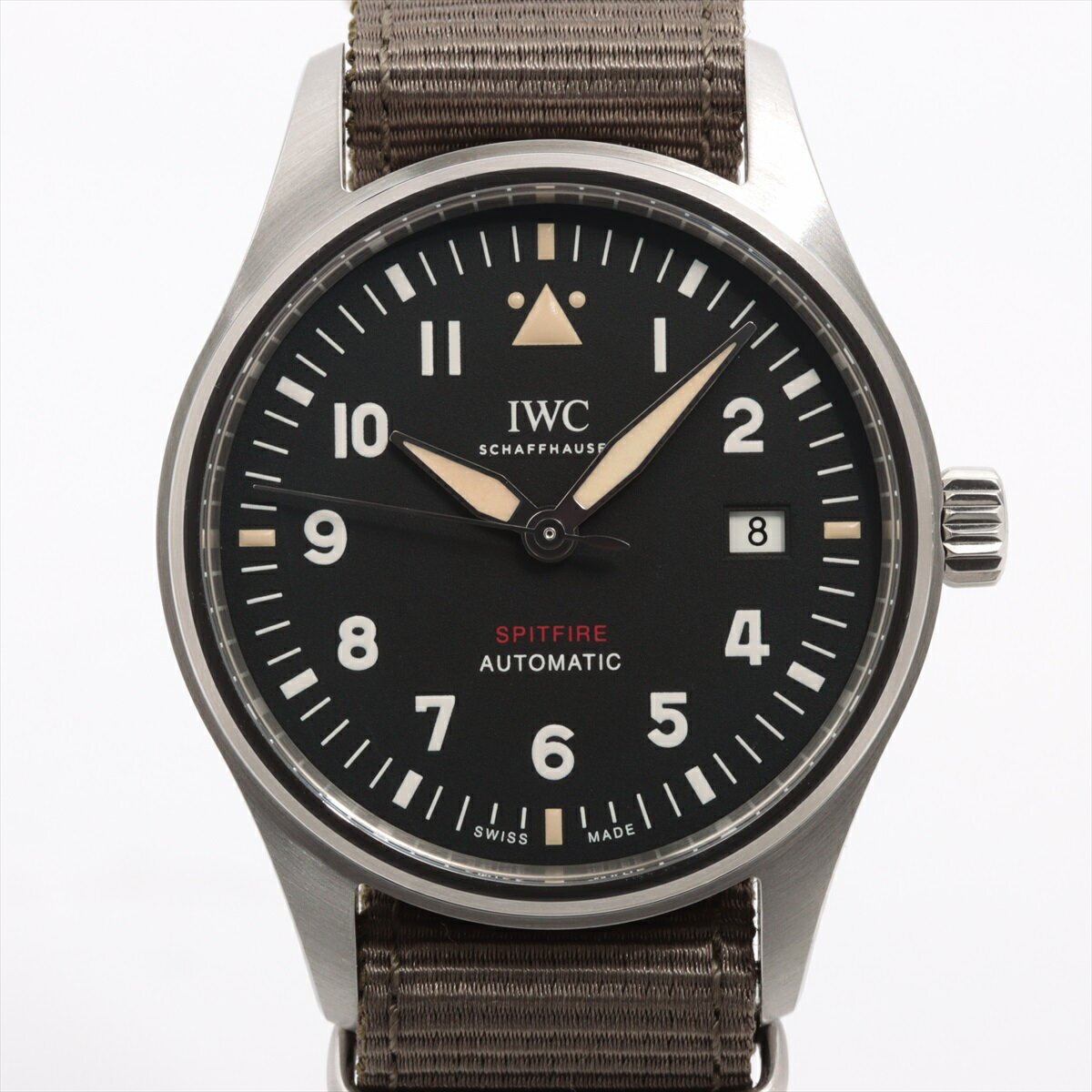 【中古】IWC パイロットウォッチ オートマティック スピットファイア IW326801 SS×ナイロン AT 黒文字盤