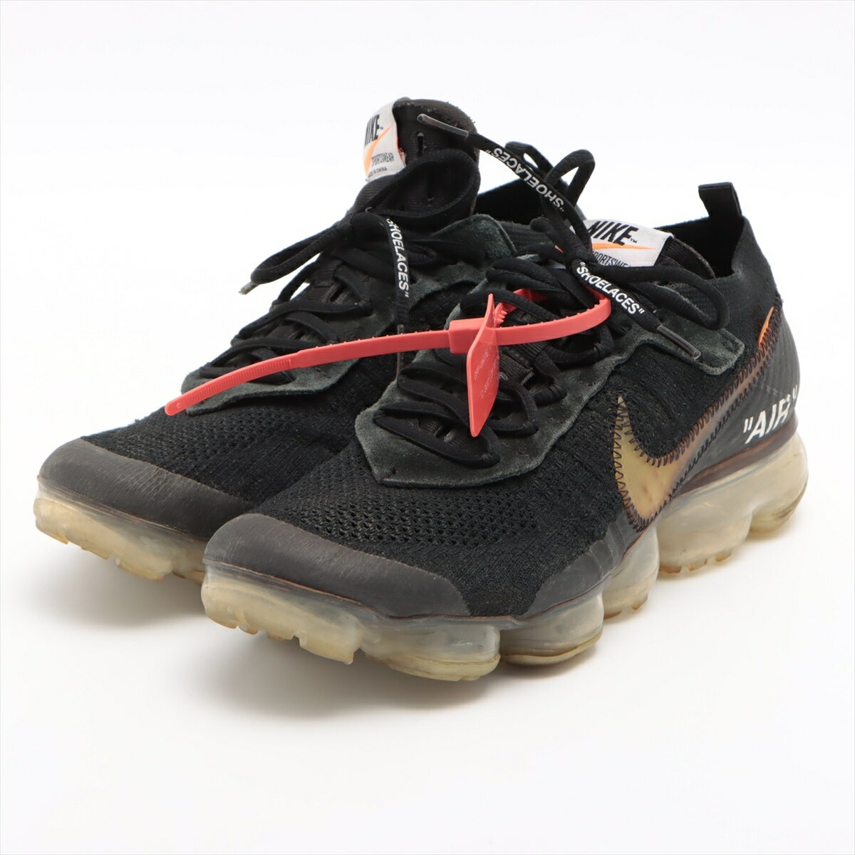 【中古】ナイキ×オフホワイト ファブリック スニーカー 27.5cm メンズ ブラック AA3831-002 VAPORMAX 替えヒモ有