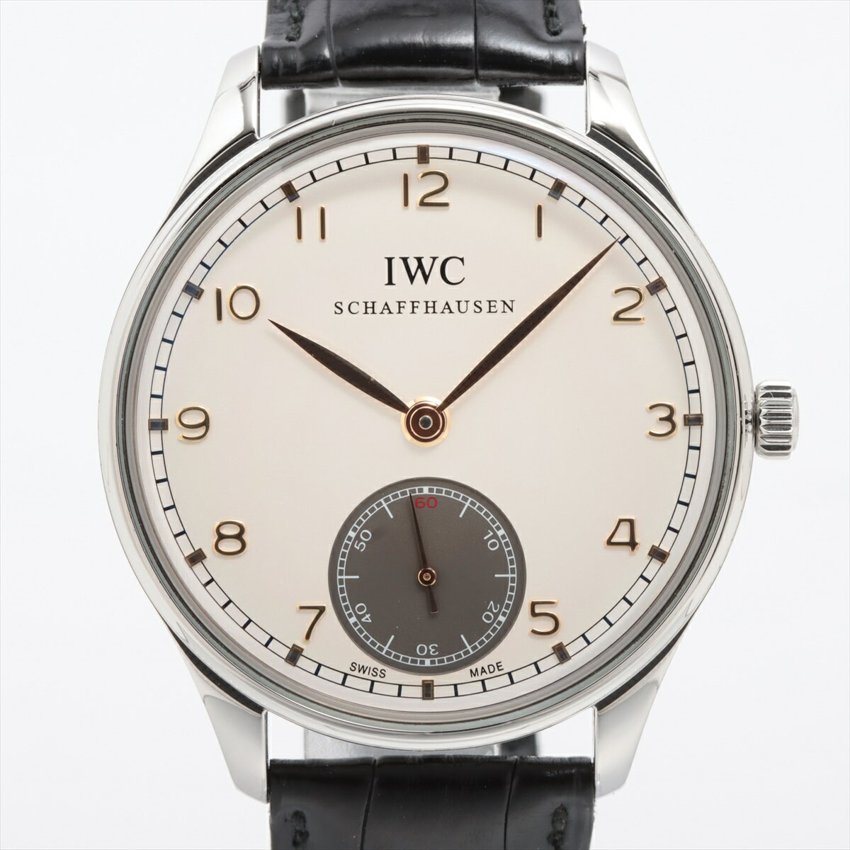 【中古】IWC ポルトギーゼ ハンドワインド IW545405 SS×革 手巻き アイボリー文字盤