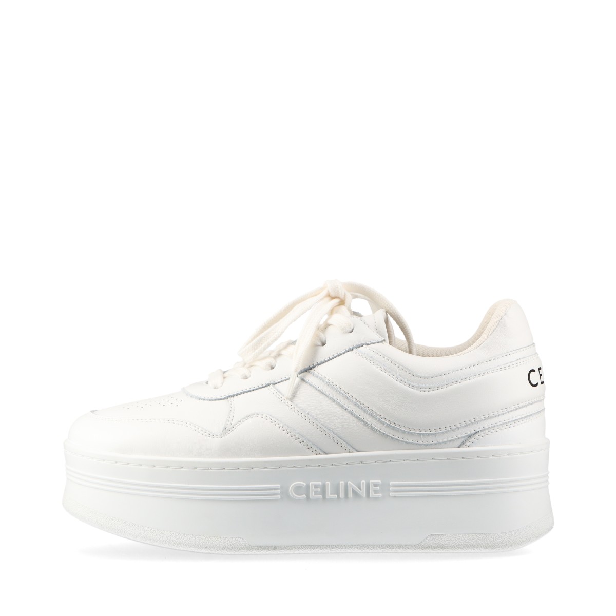 【エントリーでポイント5倍！】【中古】セリーヌ ブロックスニーカー エディ期 レザー スニーカー 38 レディース ホワイト RM0262 ウェッジアウトソール 厚底 替え紐 箱 保存袋ありのサムネイル