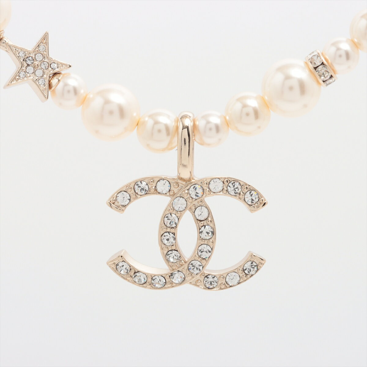 【ポイント5倍☆9/4 20時〜】【中古】シャネル ココマーク C23A ネックレス GP×ラインストーン×フェイクパール ゴールドのサムネイル