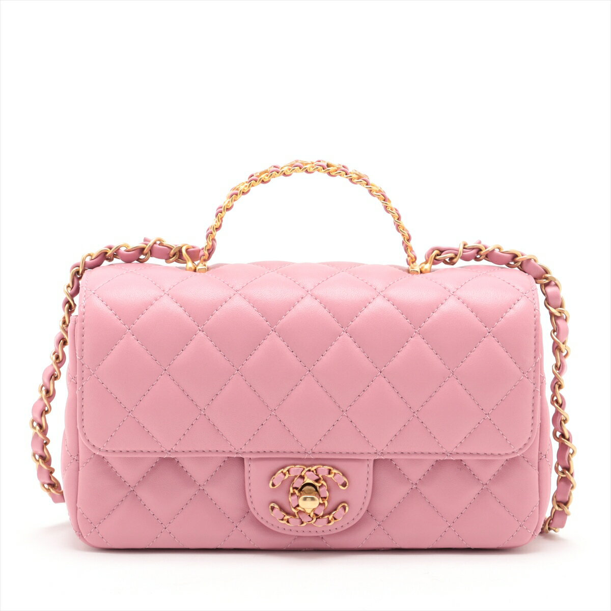 【中古】シャネル マトラッセ ラムスキン 2WAYショルダーバッグ ピンク ゴールド金具 AS4530のサムネイル