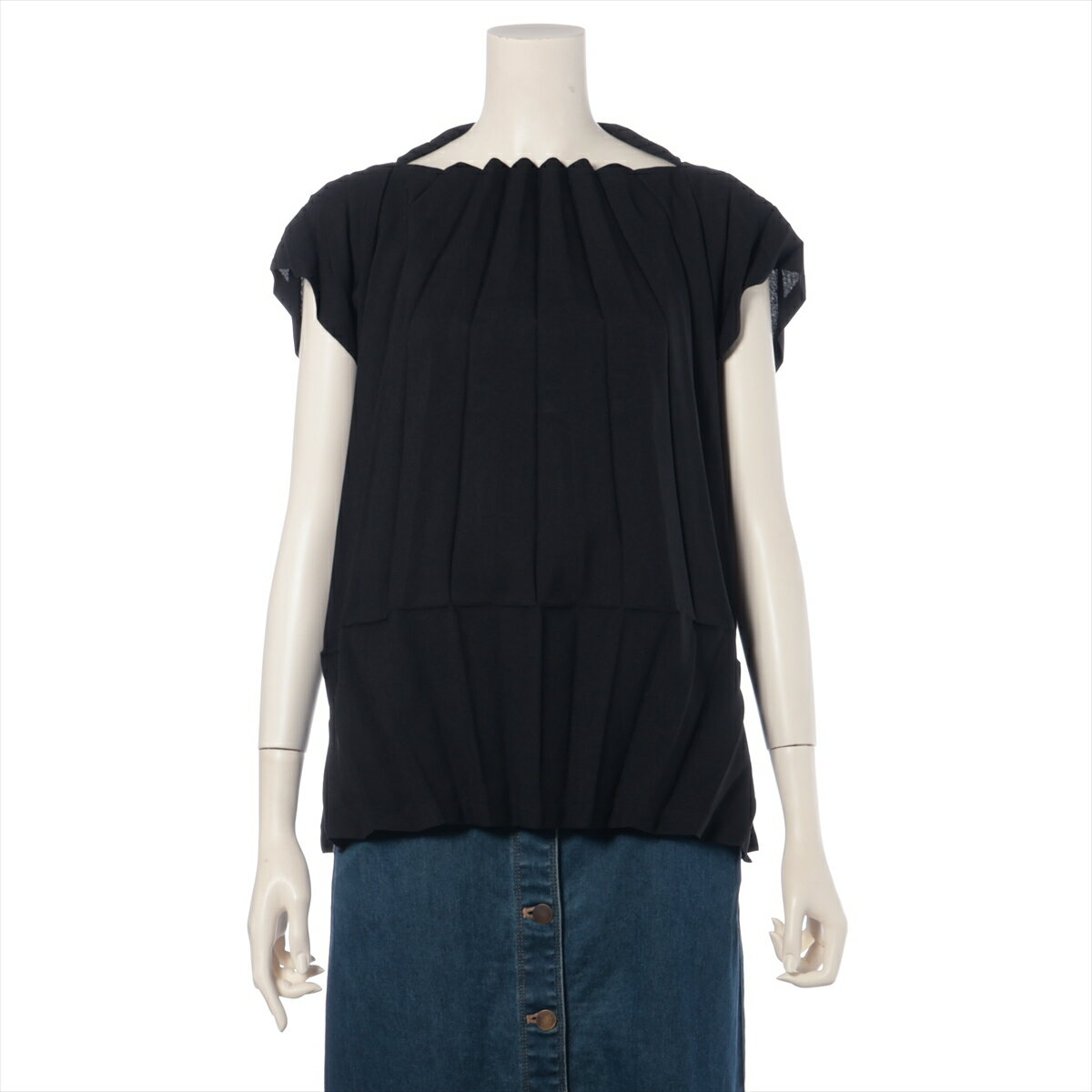 【中古】ミーイッセイミヤケ ポリエステル ブラウス フリーサイズ レディース ブラック MI33FK421