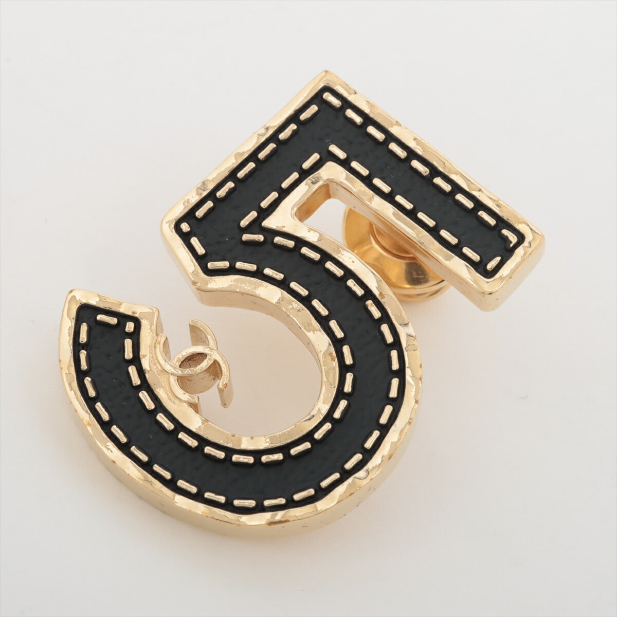 【中古】シャネル ココマーク 5 B23S ブローチ GP ブラック×ゴールドのサムネイル