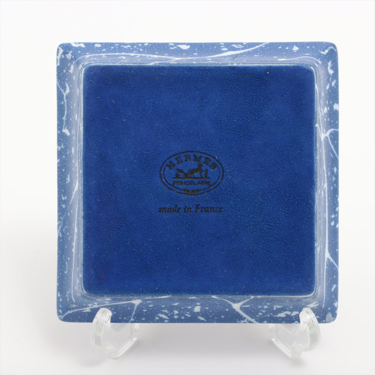 【中古】エルメス ピエールドリアンエドキシダン 小皿 陶器 ネイビー