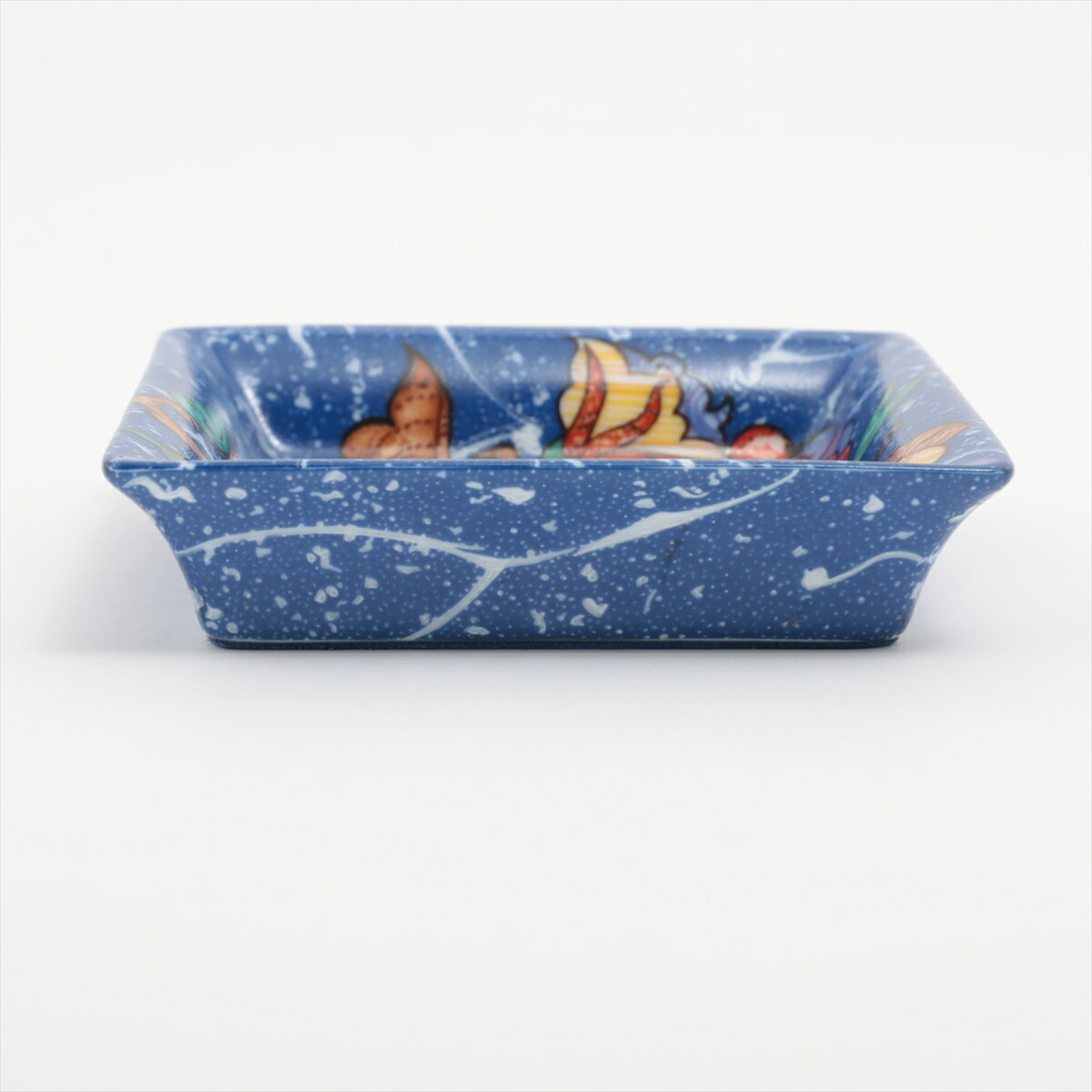 【中古】エルメス ピエールドリアンエドキシダン 小皿 陶器 ネイビー
