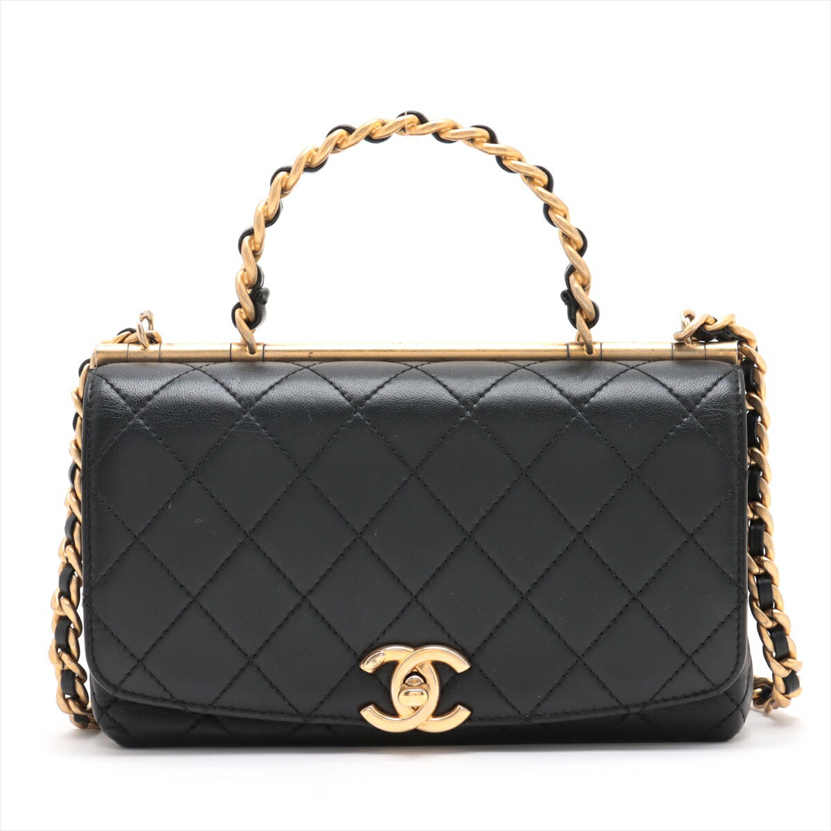 【中古】シャネル マトラッセ ラムスキン 2WAYショルダーバッグ ブラック ゴールド金具 29番台のサムネイル