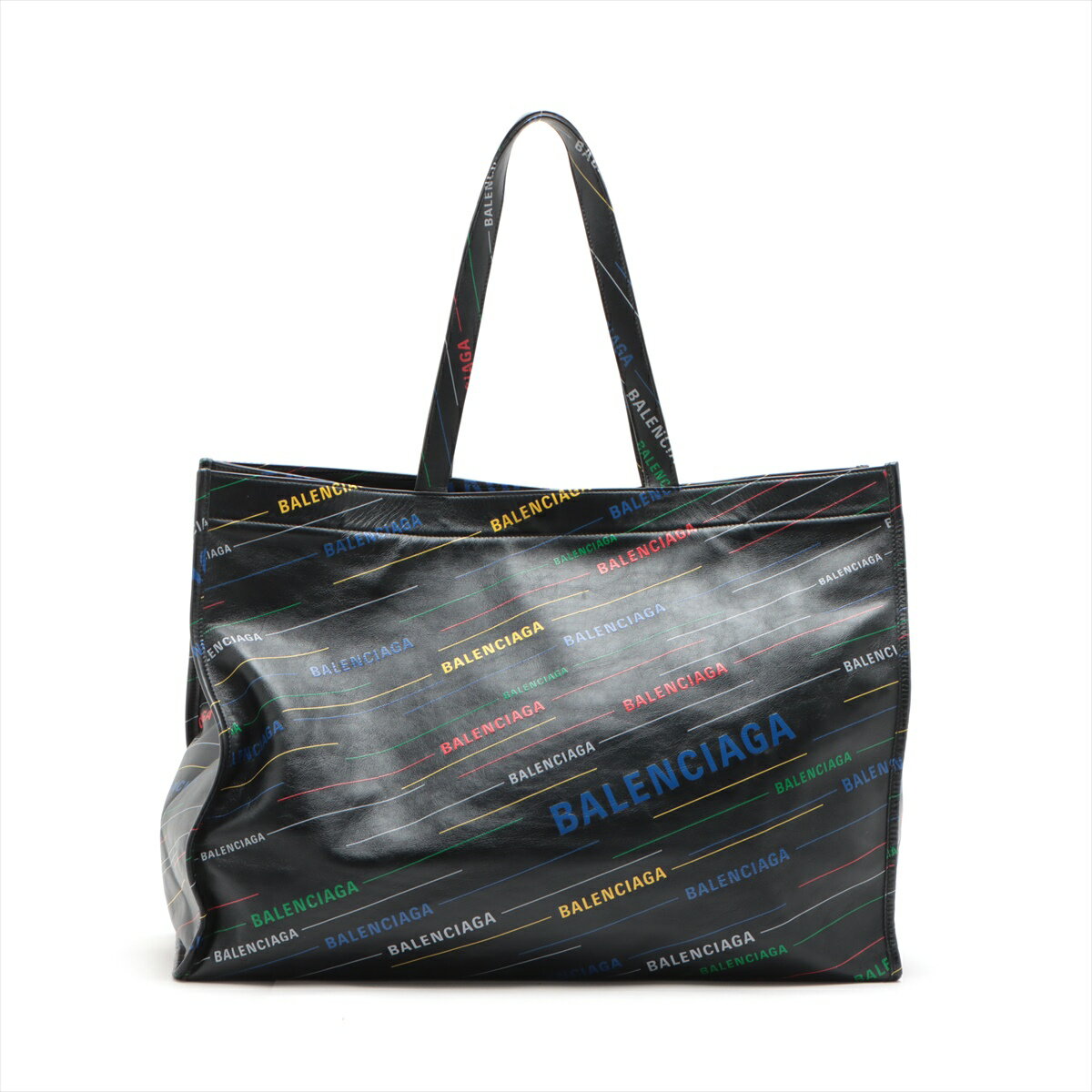 【中古】バレンシアガ マーケット ショッパー レザー トートバッグ マルチカラー