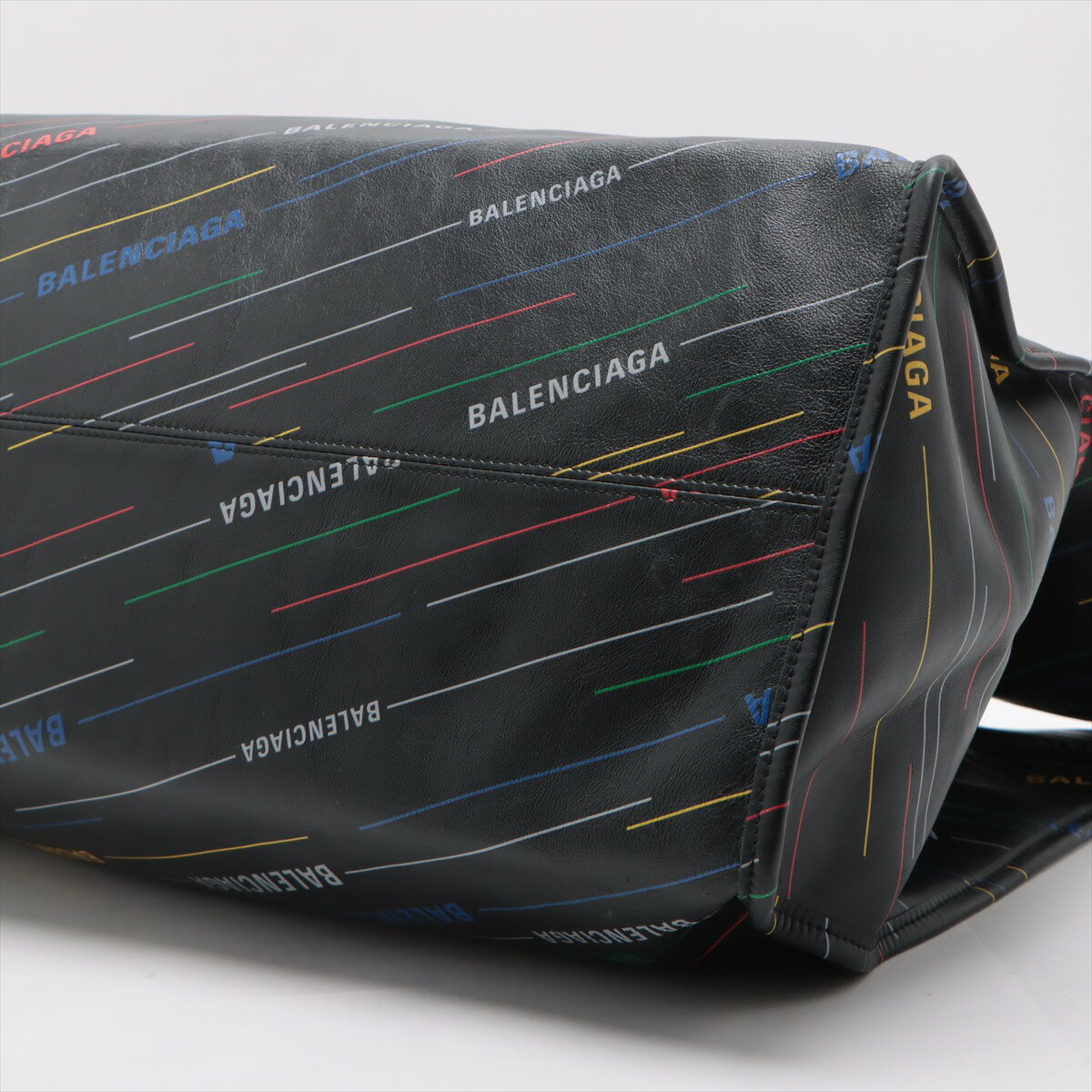 【中古】バレンシアガ マーケット ショッパー レザー トートバッグ マルチカラー
