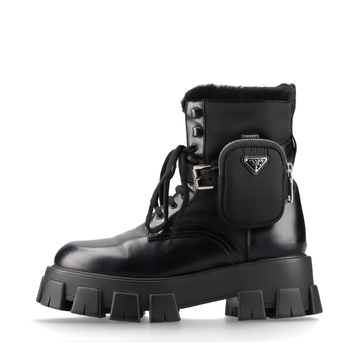 ほぼ未使用）PRADAモノリス Re-Nylonギャバジン ブーツ 【公式通販】