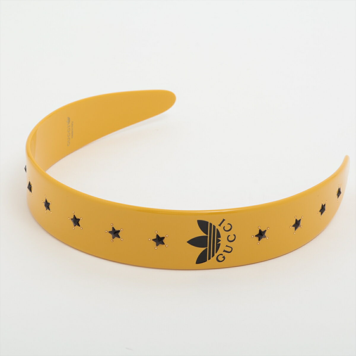 【中古】グッチ×アディダス 702950 ロゴ カチューシャ プラスチック イエロー