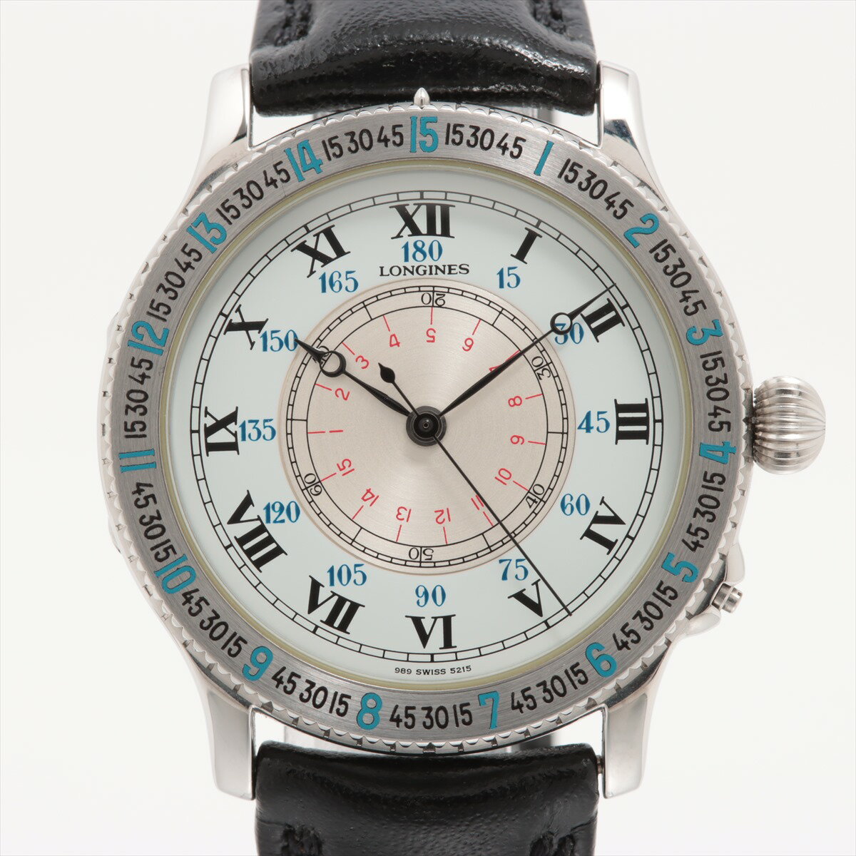 【中古】ロンジン リンドバーグ 989.5215 SS×社外革 AT シルバー文字盤