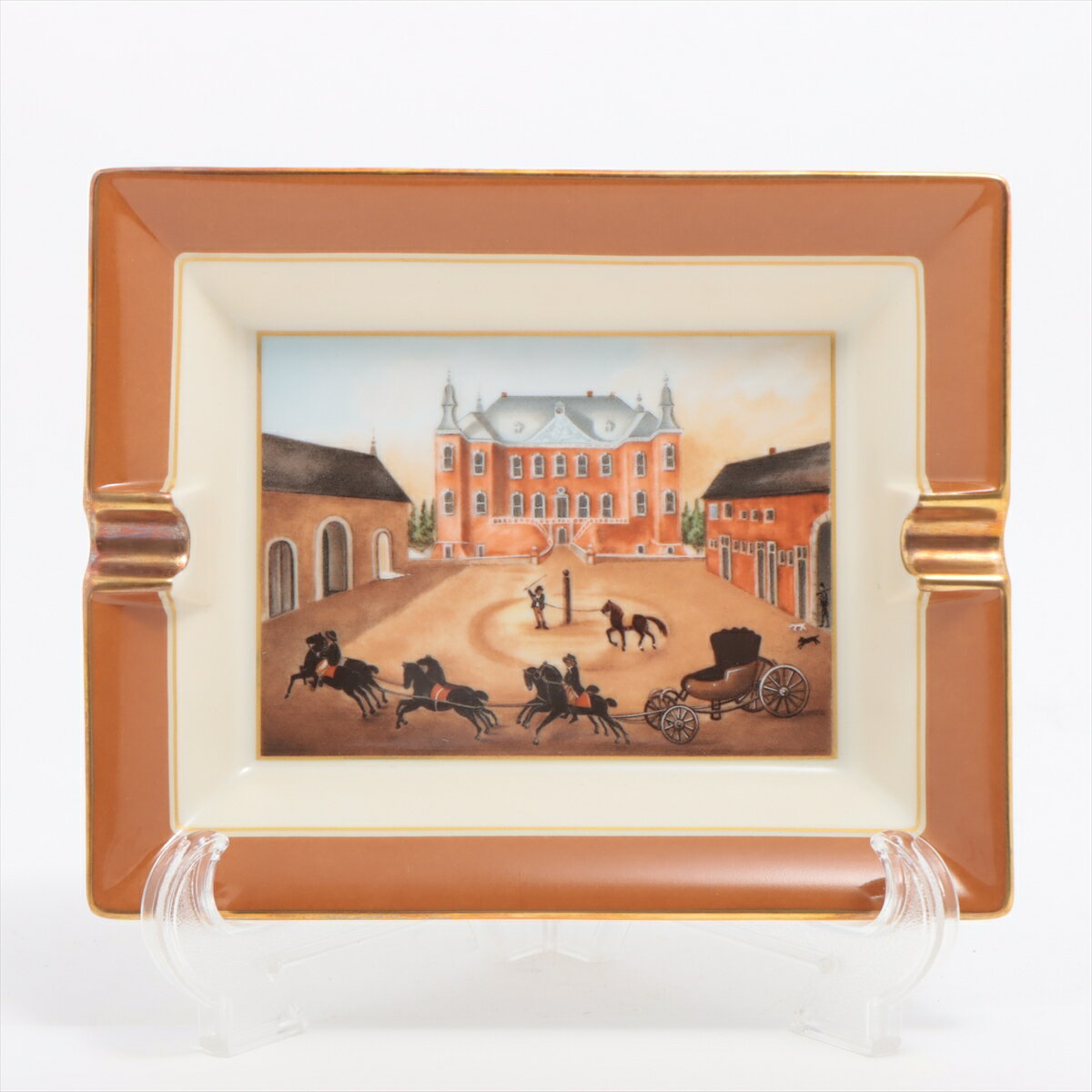 【中古】エルメス アッシュトレイ 陶器 ブラウン