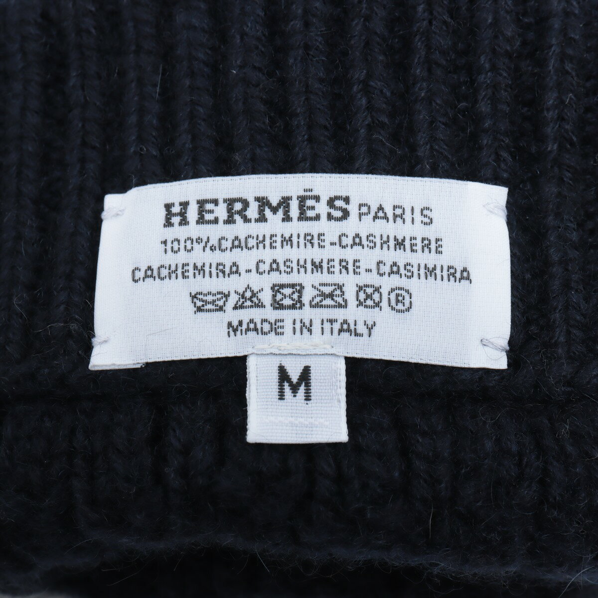 【中古】エルメス グローブ カシミヤ ネイビー