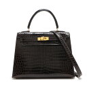 【中古】エルメス ケリー25 ポロサス コカオン ゴールド金具 □B:1998年
