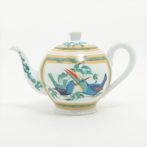 【中古】エルメス トゥカン ティーポット 陶器 グリーン×イエロー 【中古】エルメス トゥカン ティーポット 陶器 グリーン×イエロー