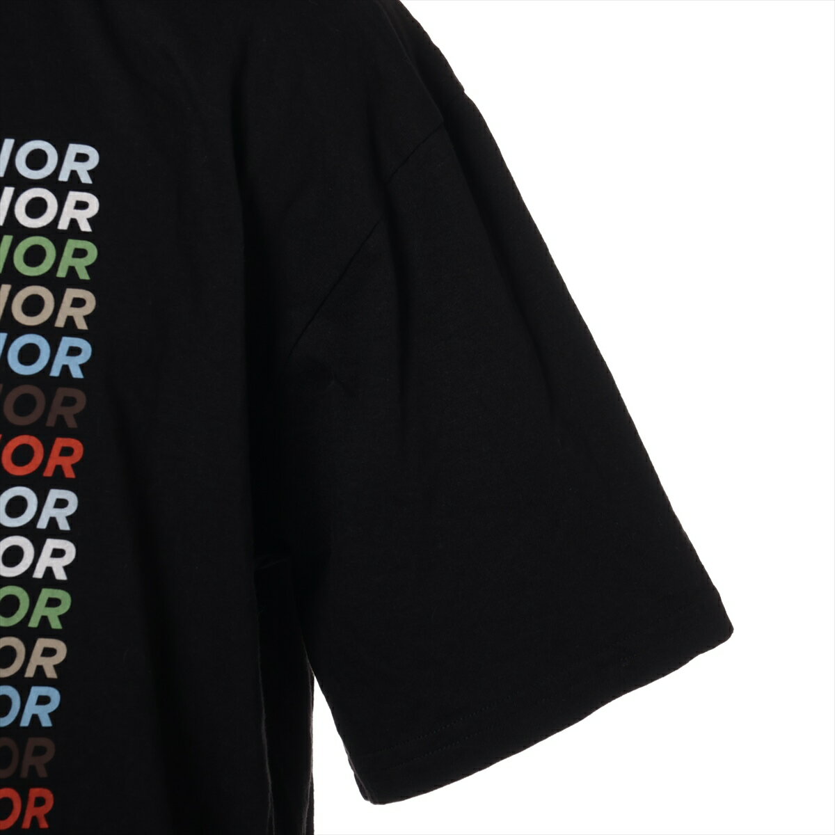 【中古】ディオール 24年 コットン Tシャツ L メンズ ブラック マルチカラーロゴ 413J696A0817