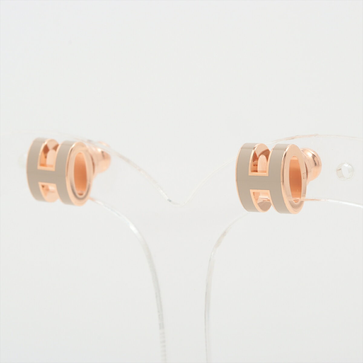 【中古】エルメス ミニポップアッシュ ピアス(両耳用) GP グレー×ゴールド