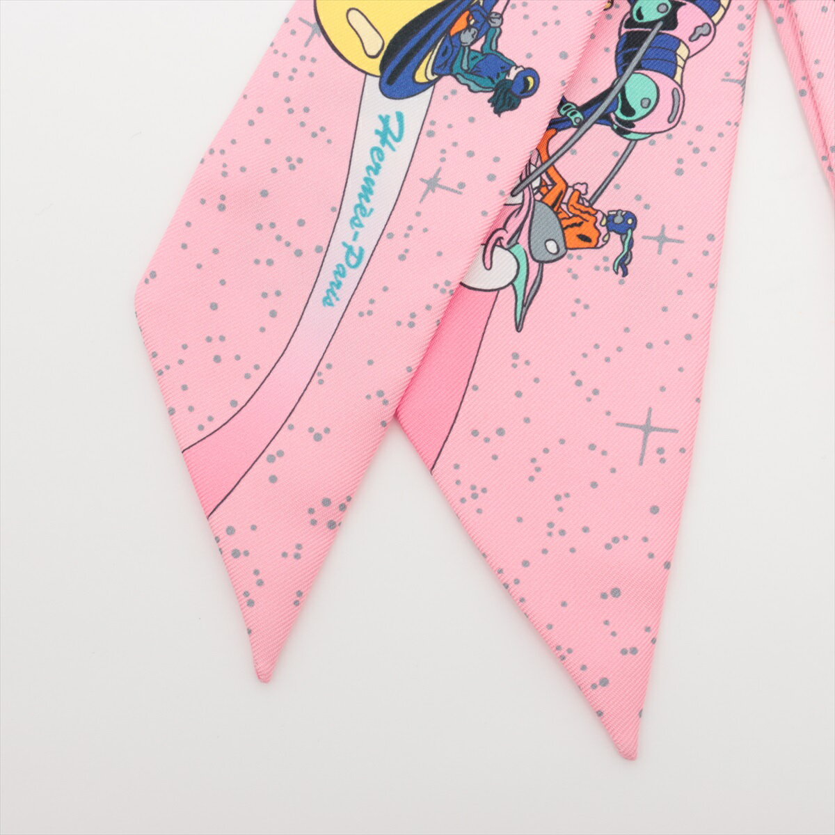 【中古】エルメス ツイリー SpaceDerby スペースダービー スカーフ シルク ピンク