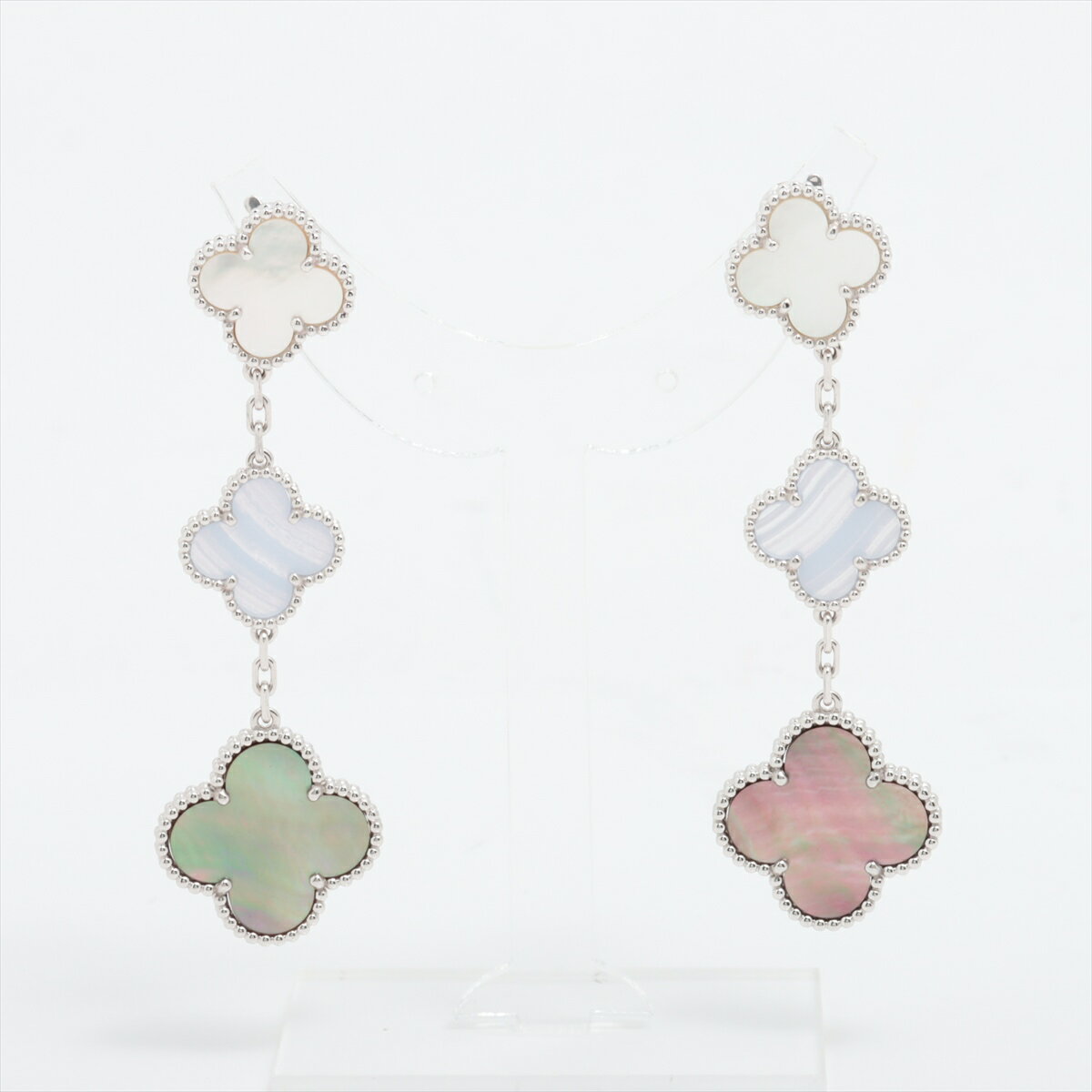 【中古】ヴァンクリーフ&アーペル マジックアルハンブラ シェル カルセドニー ピアス 750(WG) 19.8g 石小カケ キズ VCARN18800のサムネイル