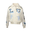 【中古】ヴィトン 22AW ウール×レザー ジャケット 54 メンズ アイボリー RM222 HNL91EMJY マルチパッチミックスドレザーバーシティブルゾン