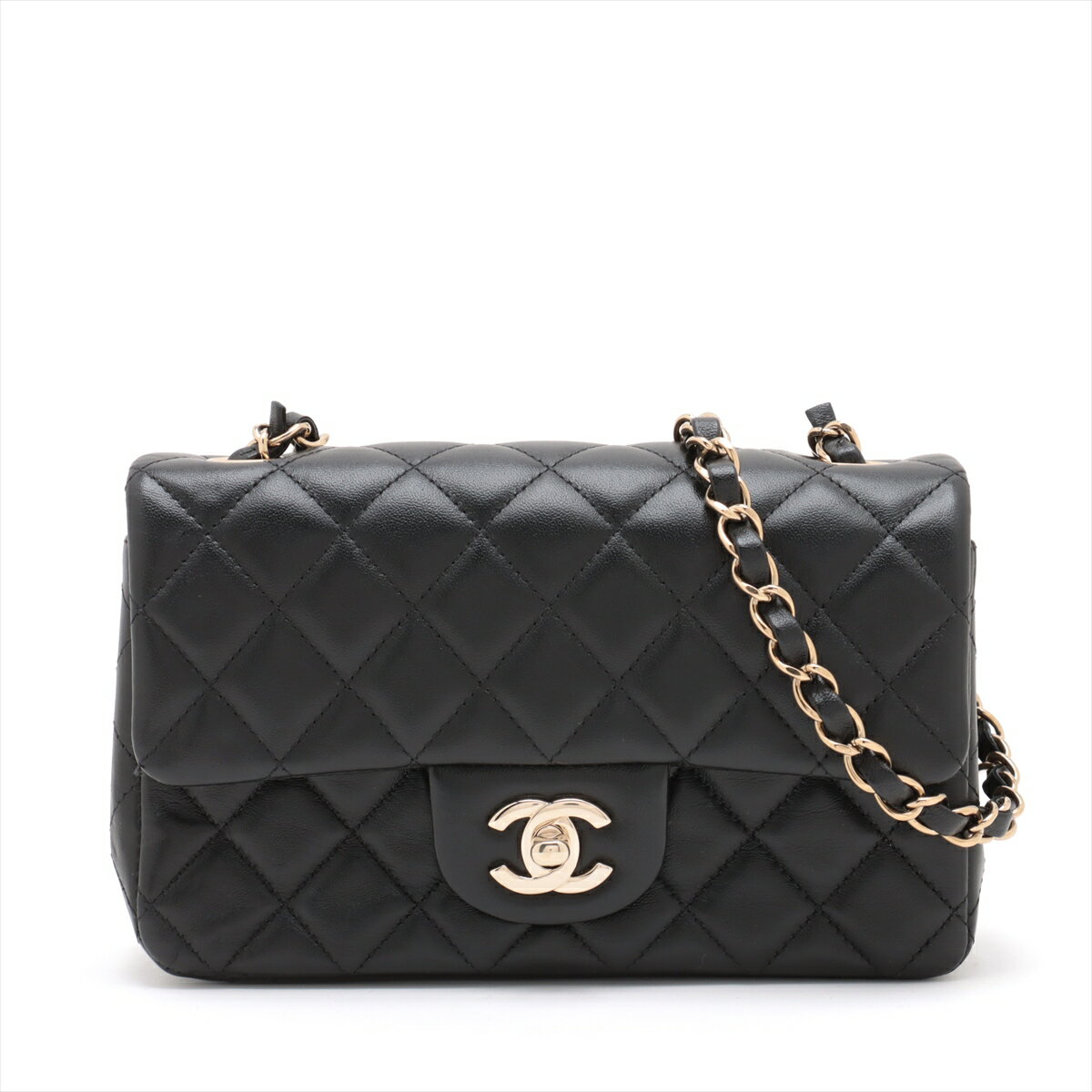 【中古】シャネル ミニマトラッセ20 ラムスキン シングルフラップ シングルチェーンバッグ ブラック ゴールド金具 A69900のサムネイル