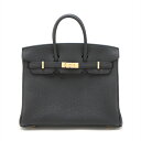 【中古】エルメス バーキン25 トゴ ブラック ゴールド金具 W:2024年