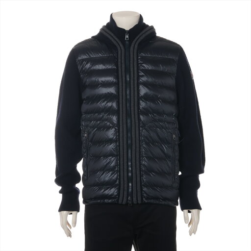 【中古】モンクレール 13年 ウール ダウンジャケット XL メンズ ネイビー 320919444900 ニット切替 毛羽立ち 【中古】モンクレール 13年 ウール ダウンジャケット XL メンズ ネイビー 320919444900 ニット切替 毛羽立ち